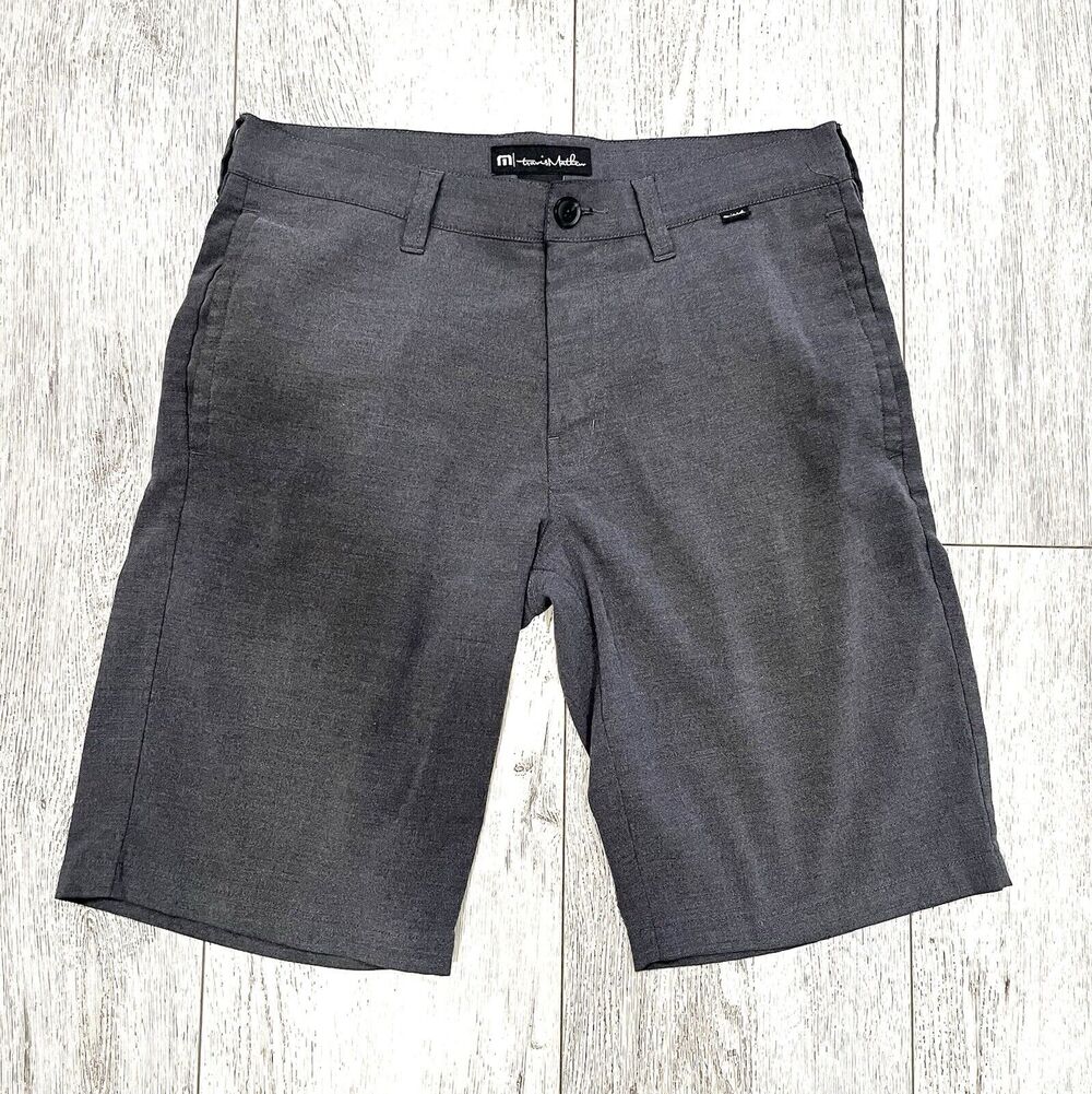 Travis Mathew Golf Shorts Mens 32 Gray 11” Performance Chino Sports Bermuda